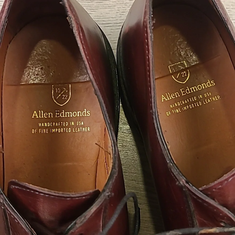 ALLEN EDMONDS Cherry Brown Oxfords Sz‎ 12 B Mens Lace Up Oxfords Dress Shoes